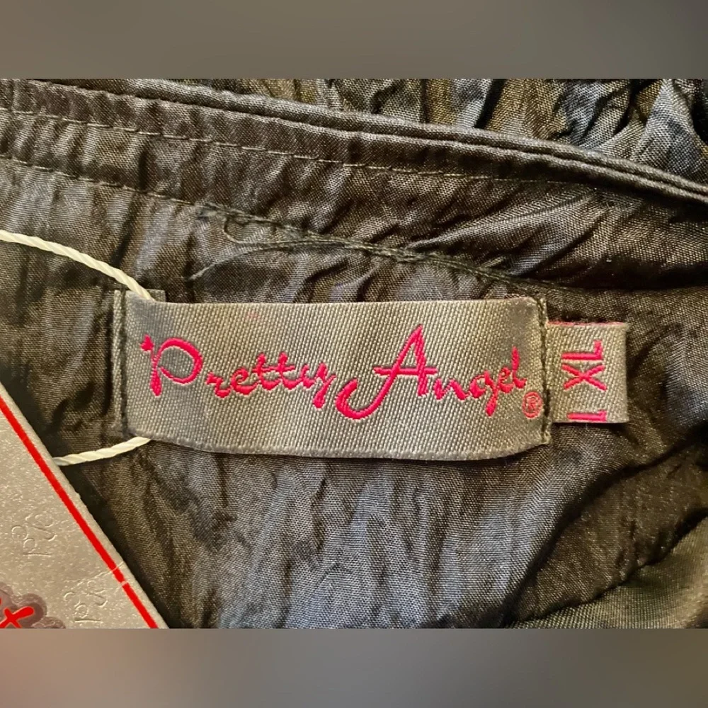 NWT - Pretty Angel Black Ruffled Trench Coat, sz XL - Picture 3 of 5